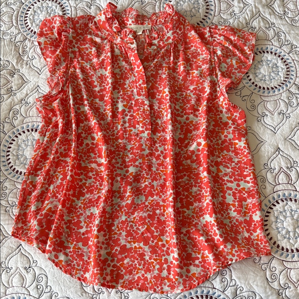 Chic Red Floral Blouse for Women